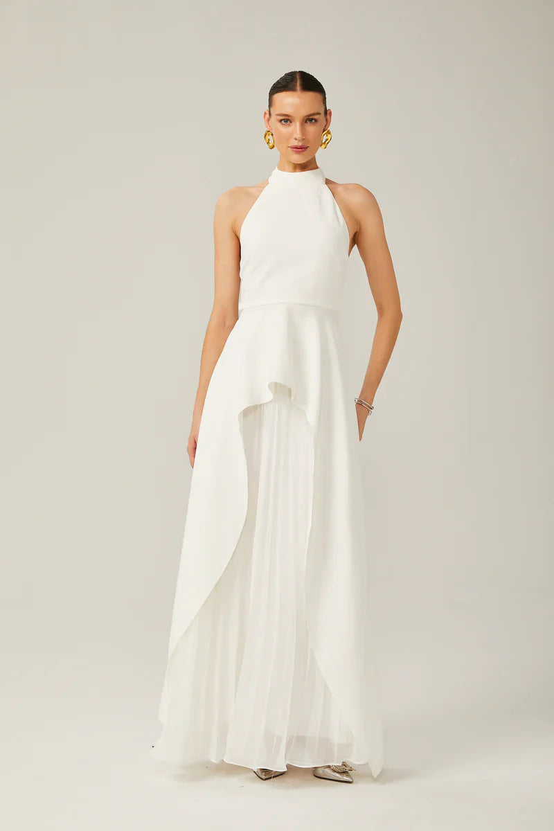 INÉS | Vestido largo de capas con cuello halter
