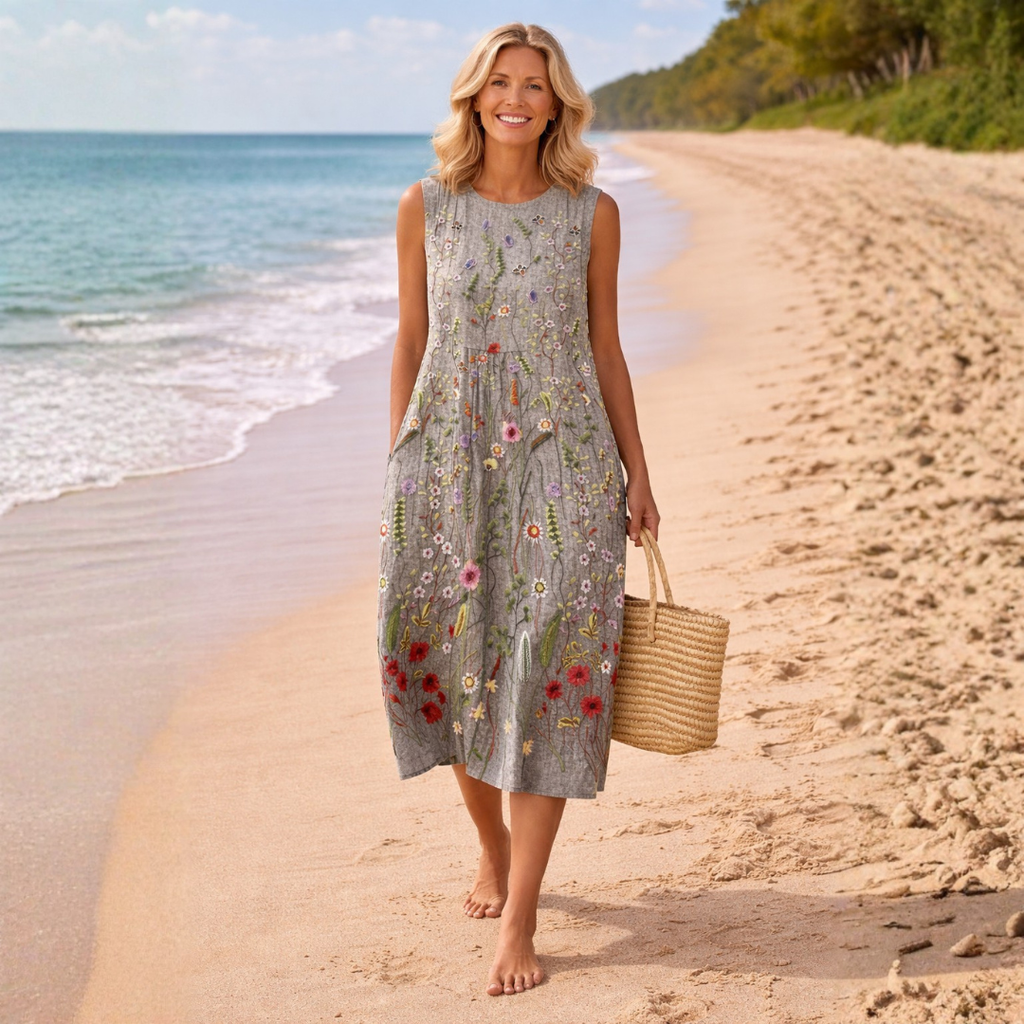 Lidia | Vestido midi de flores silvestres