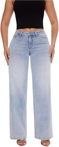 ONESO - Jeans de tiro medio-bajo holgados de pierna ancha para mujer