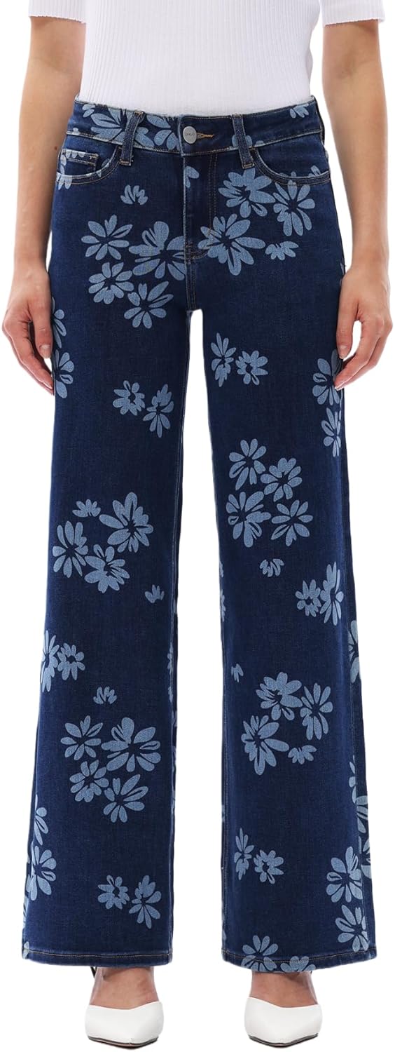 ONESO - Jeans de tiro medio-bajo holgados de pierna ancha para mujer