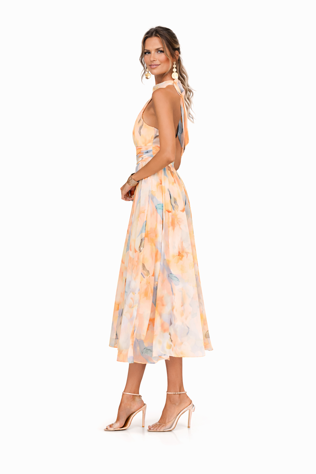 Aitana | Vestido de Cuello Halter con Estampado de Acuarela