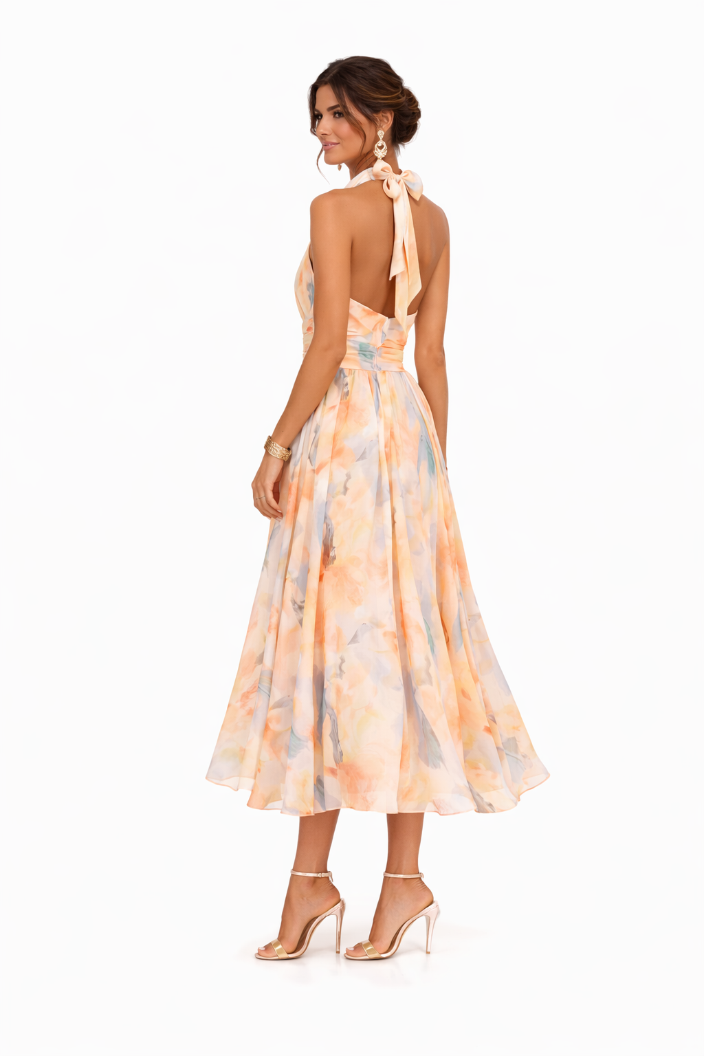 Aitana | Vestido de Cuello Halter con Estampado de Acuarela