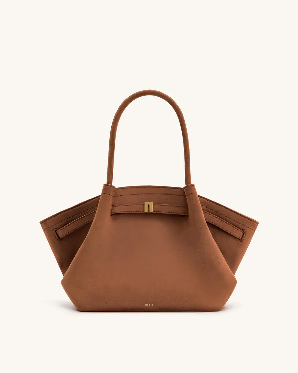 Hana Medium Synthetic Suede Tote Bag – Dark Olive Green