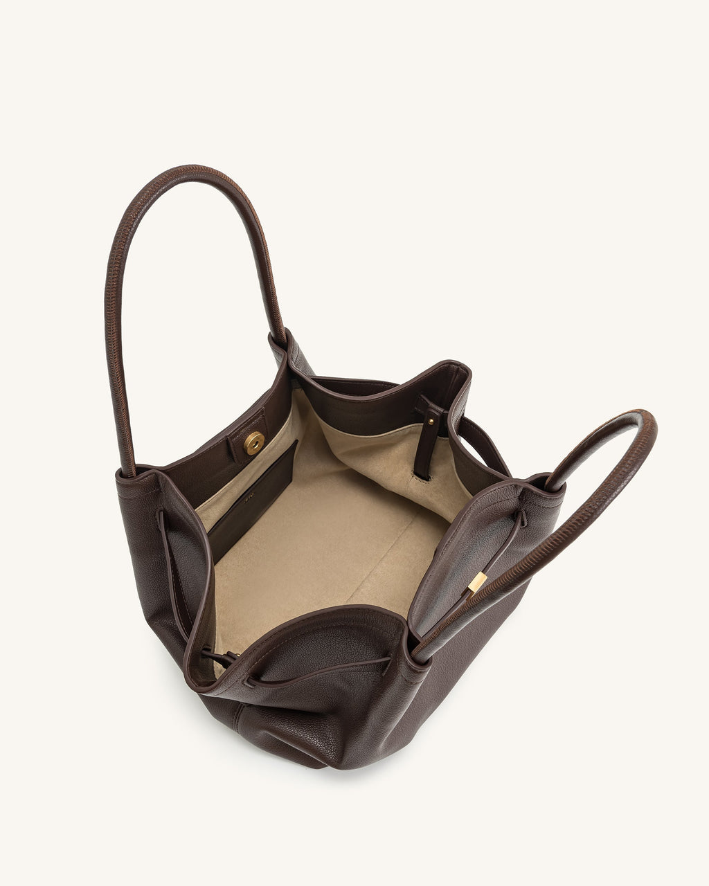 Hana Medium Synthetic Leather Suede Tote Bag – Brown