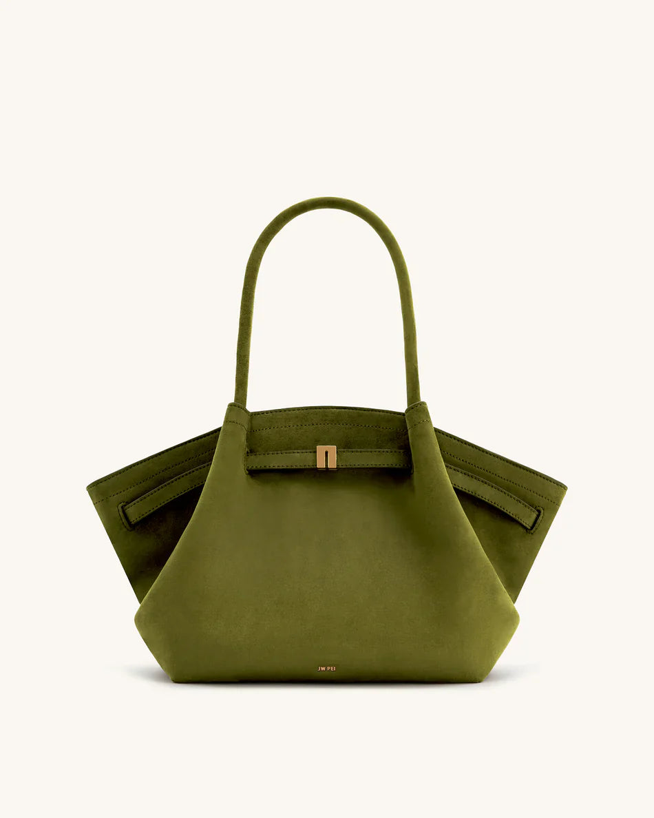 Hana Medium Synthetic Leather Suede Tote Bag – Brown