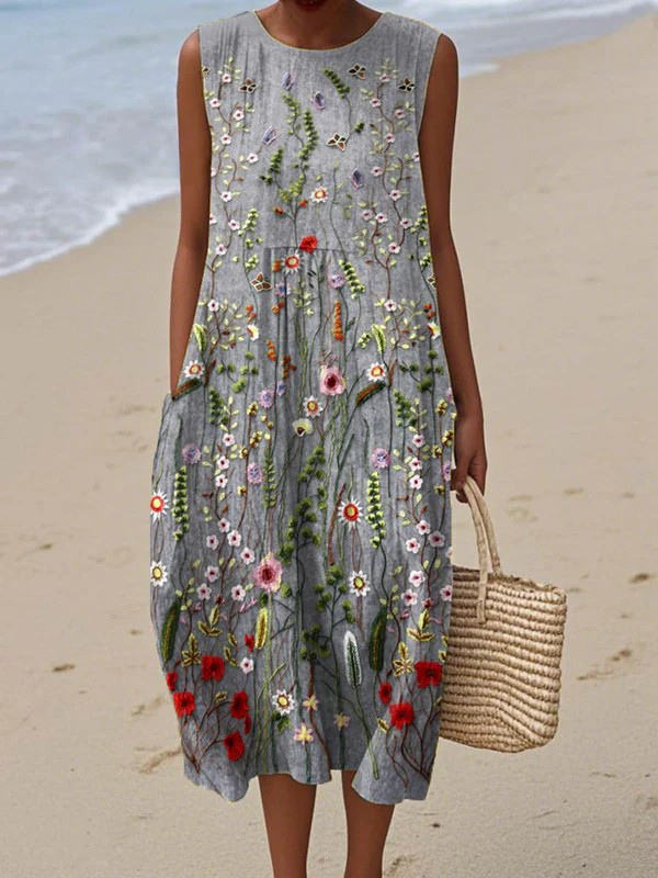 Lidia | Vestido midi de flores silvestres