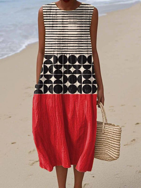 Ana|  Vestido midi con bloques de color