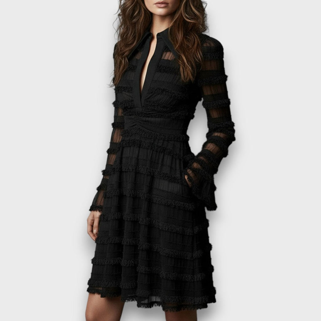 Isabel - Vestido Midi con Flecos Transparentes