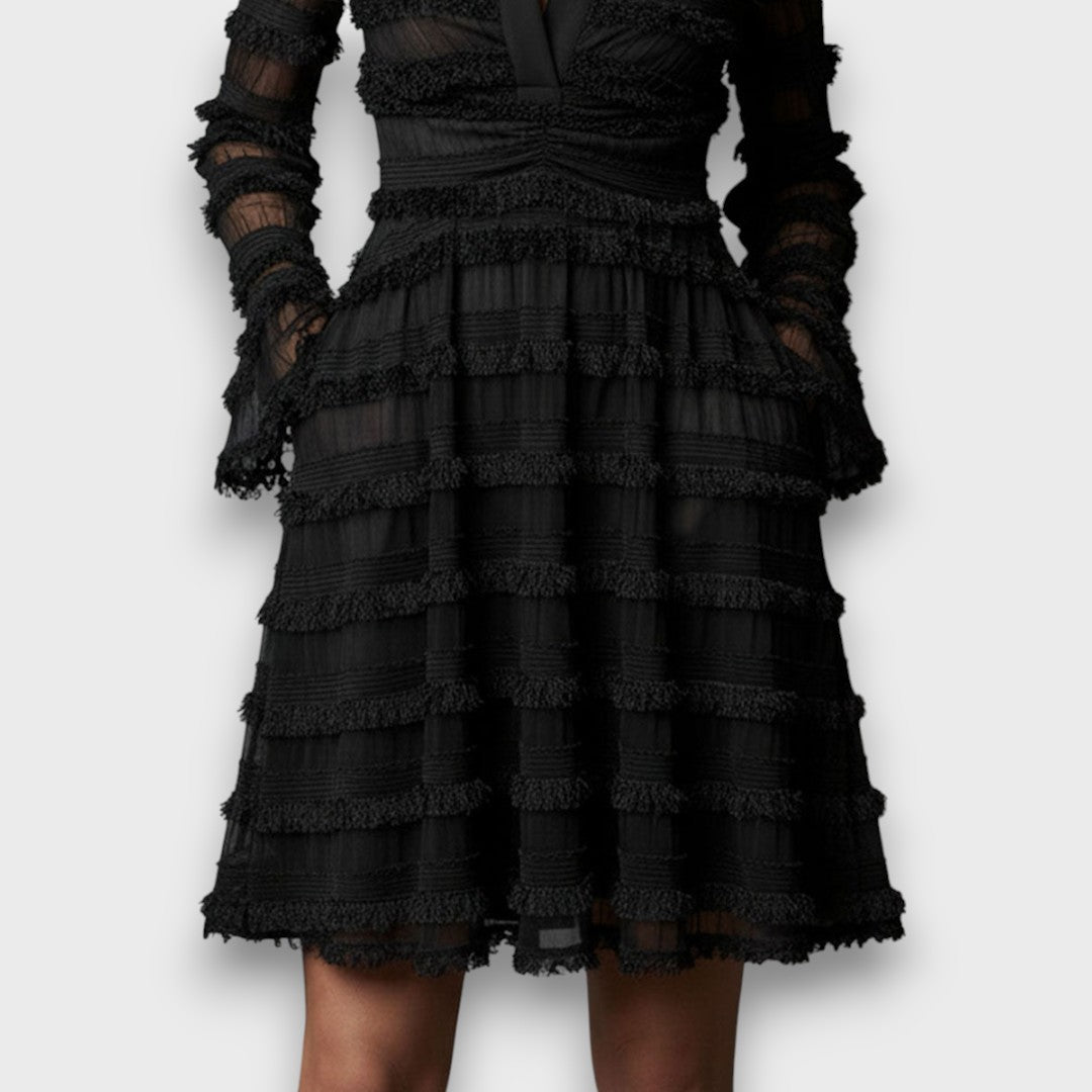 Isabel - Vestido Midi con Flecos Transparentes
