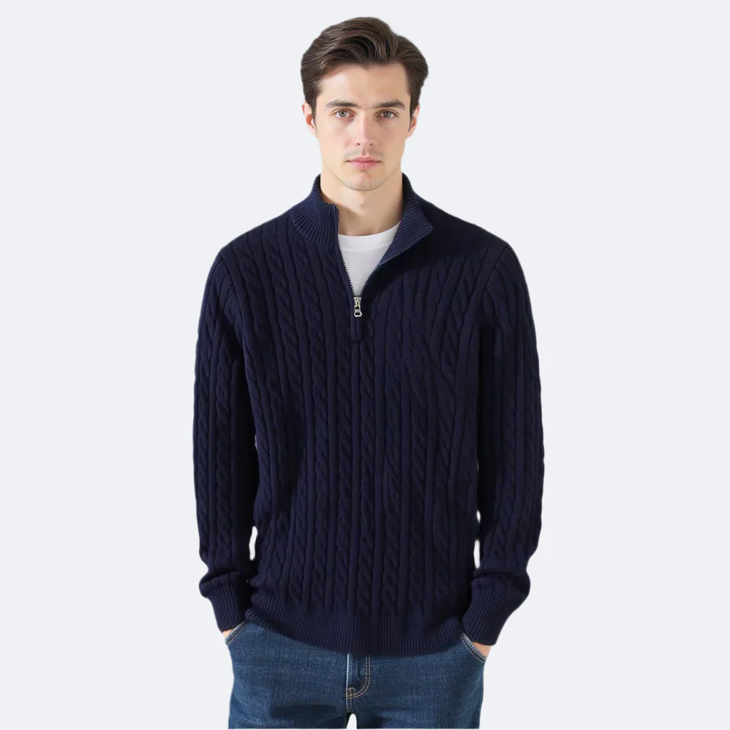 Jersey de punto trenzado con cremallera
