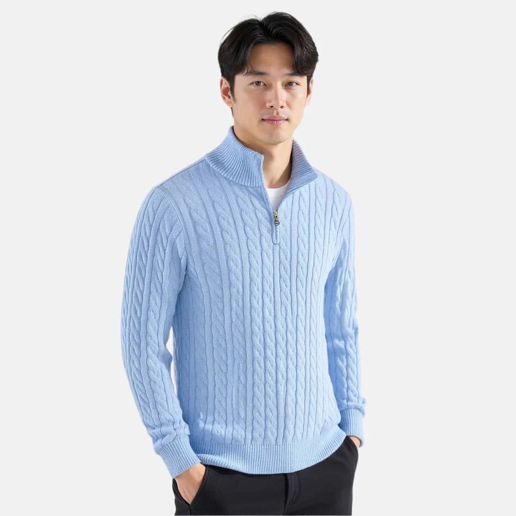 Jersey de punto trenzado con cremallera