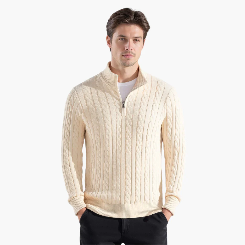 Jersey de punto trenzado con cremallera