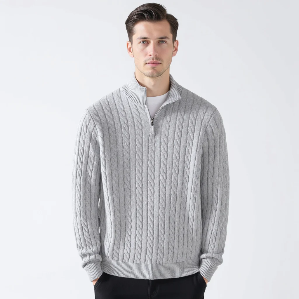 Jersey de punto trenzado con cremallera