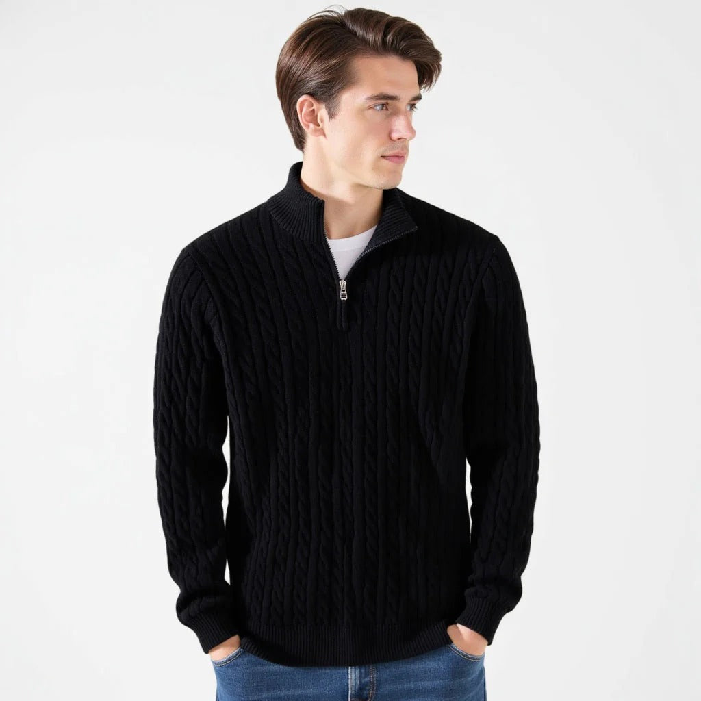 Jersey de punto trenzado con cremallera