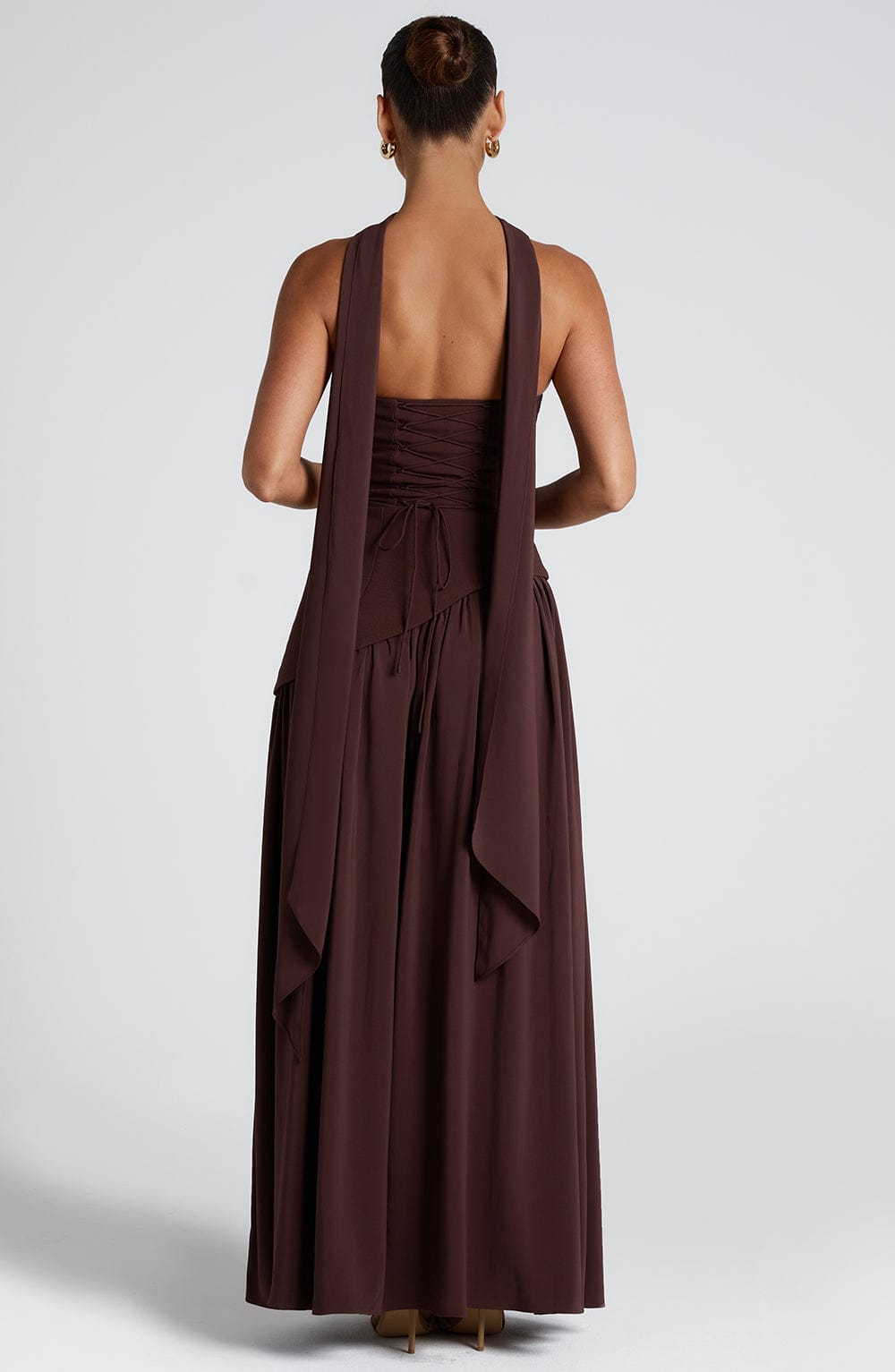 Vestido Maxi Sin Tirantes para Mujer con Abertura Alta y Cintura Asimétrica